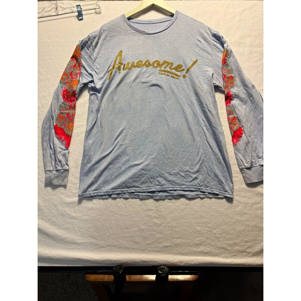 Taylor Swift "AwesoME!" Blue Long Sleeve Tee size XL